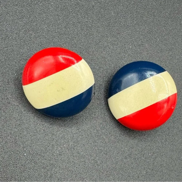 Patriotic Vintage  Red White and Blue Enamel Clip On Earrings - Picture 9 of 9